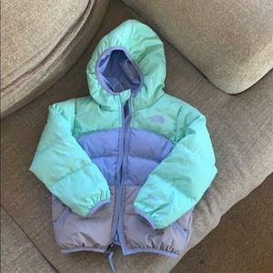 Toddler north face reversible puffer coat.
